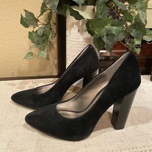 BCBGeneration Black Suede Bulky Block Heels 6.5